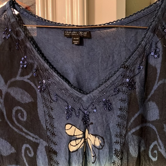 Greater Good Dragonfly Tunic/Coverall/Casual Wear Size 3X-4X Made in India - Picture 2 of 9